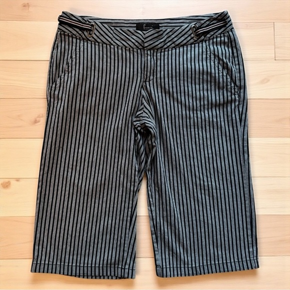Frenchi Y2K Striped Bermuda Shorts | Size 1 | Retro Pinstripe - Picture 1 of 10
